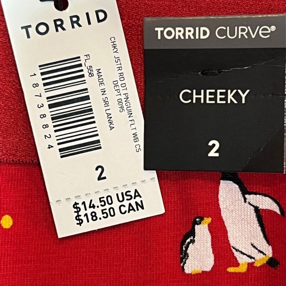 NWT TORRID Cheeky Pantie Underwear Sz 2X Red Penguins - Picture 4 of 4